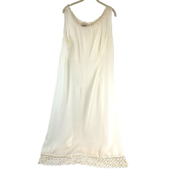 Kathryn Deene Nightgown Ivory Sleeveless Long Maxi Lace Trim Hem Womens 14/16 - Picture 2 of 15